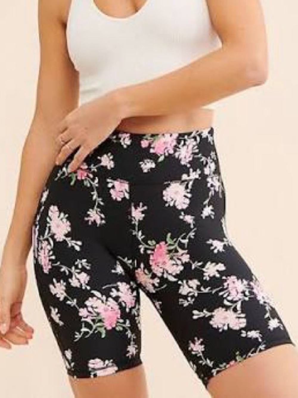 Black Floral Bike Shorts